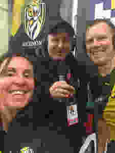 Celebrating a win with Fox Footy producer Tim Hodges and vice captain Jack Riewoldt.