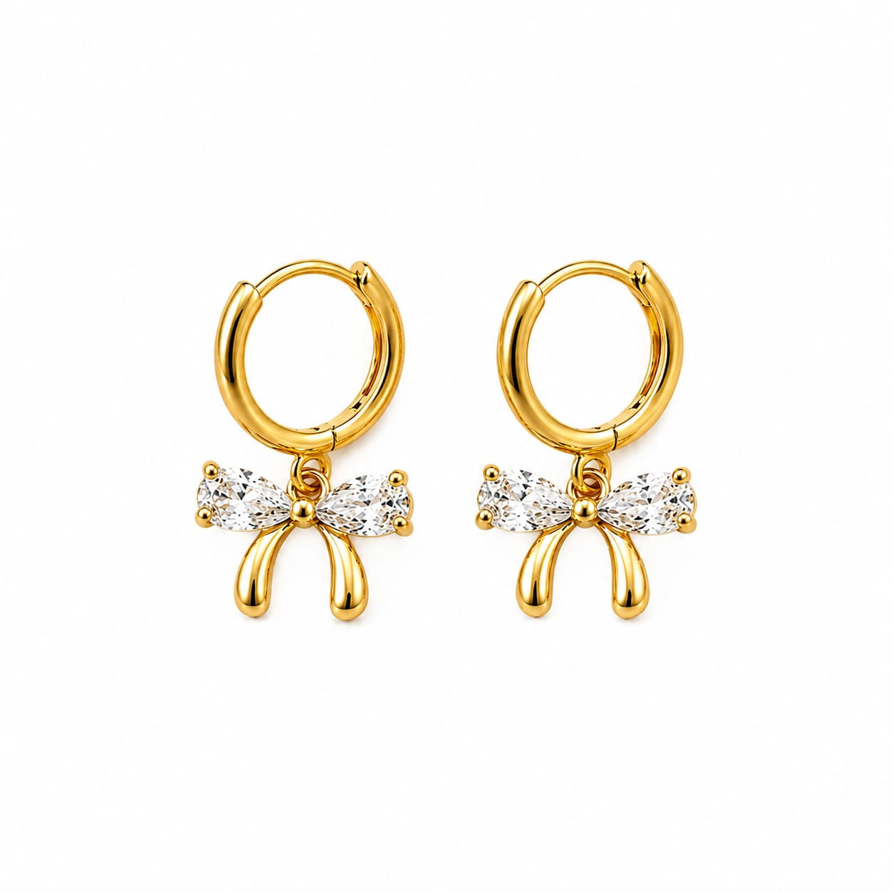 18K Gold Plated Bow Hoop Earrings for Women
