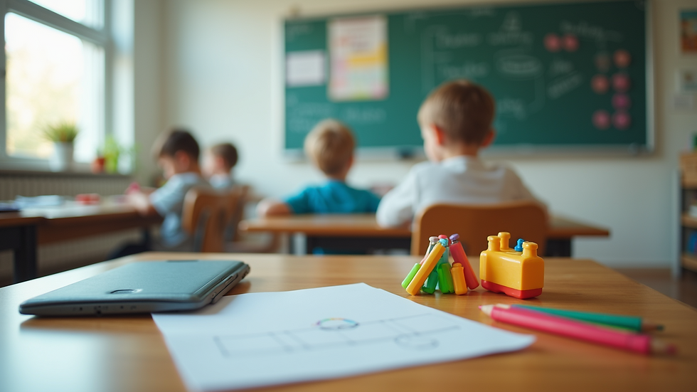 Eye-level view of a classroom with sensory-friendly learning tools