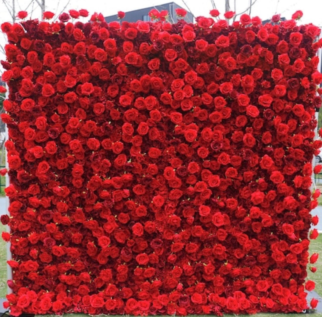 Scarlett Luxe Red Flower Wall Rental 