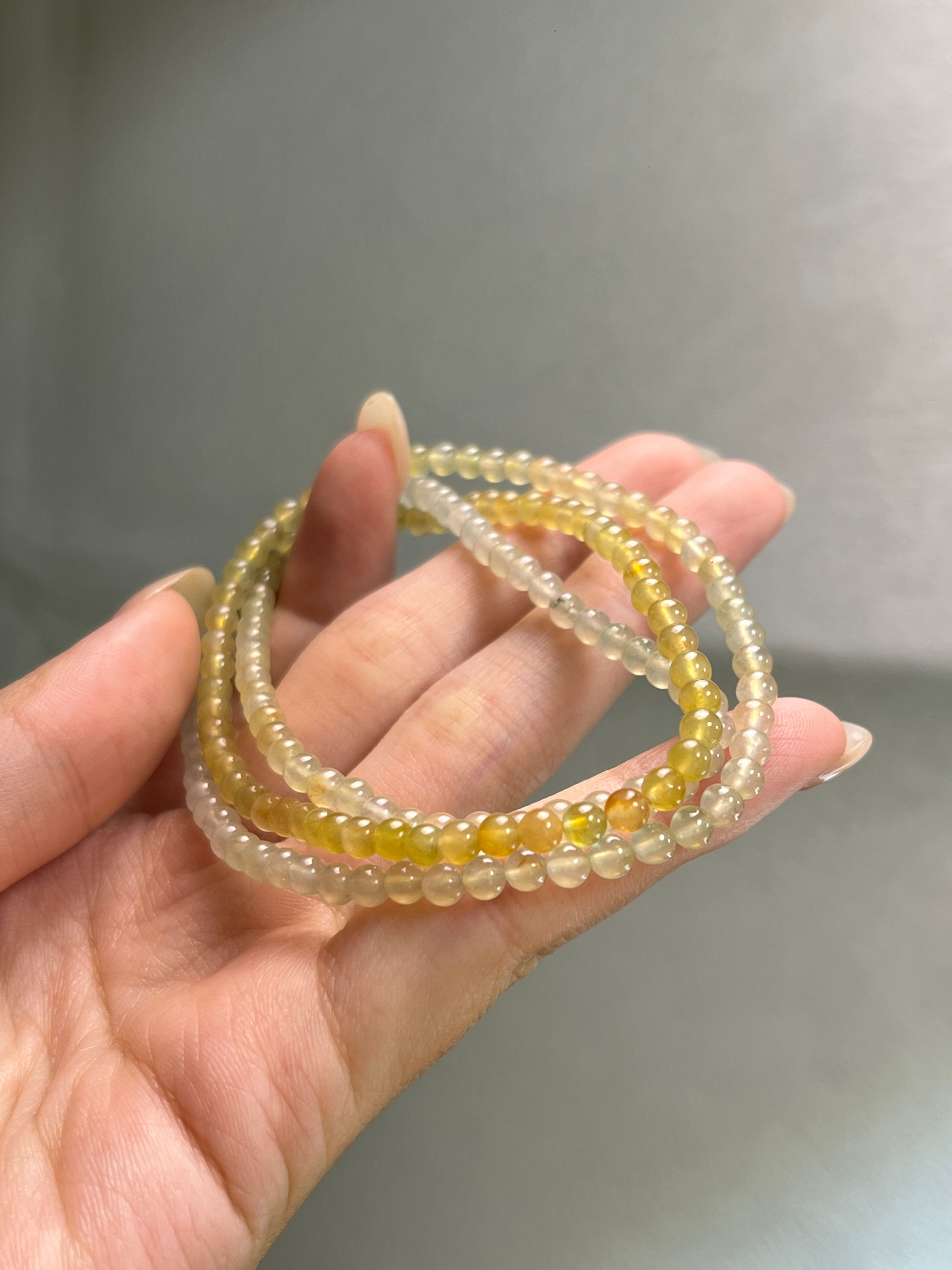 【B42】渐变冰黄小米珠长串