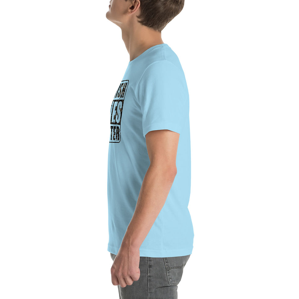 Thumbnail: Unisex t-shirt with black "Jewish lives Matter" writing.
