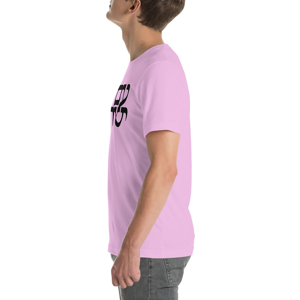 Thumbnail: Unisex t-shirt with black "Am Israel Chai" in Hebrew