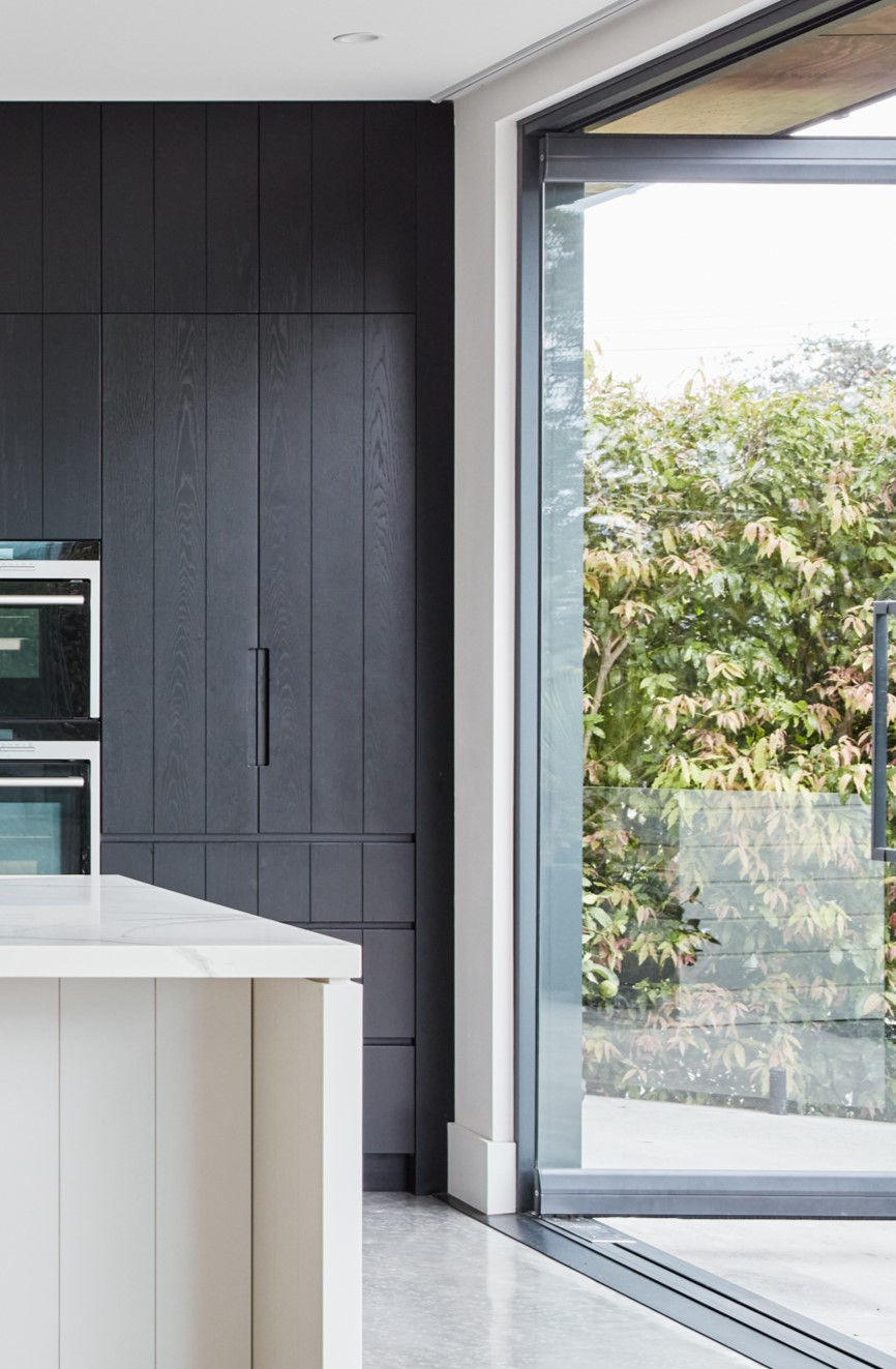 Black panelled kitchen