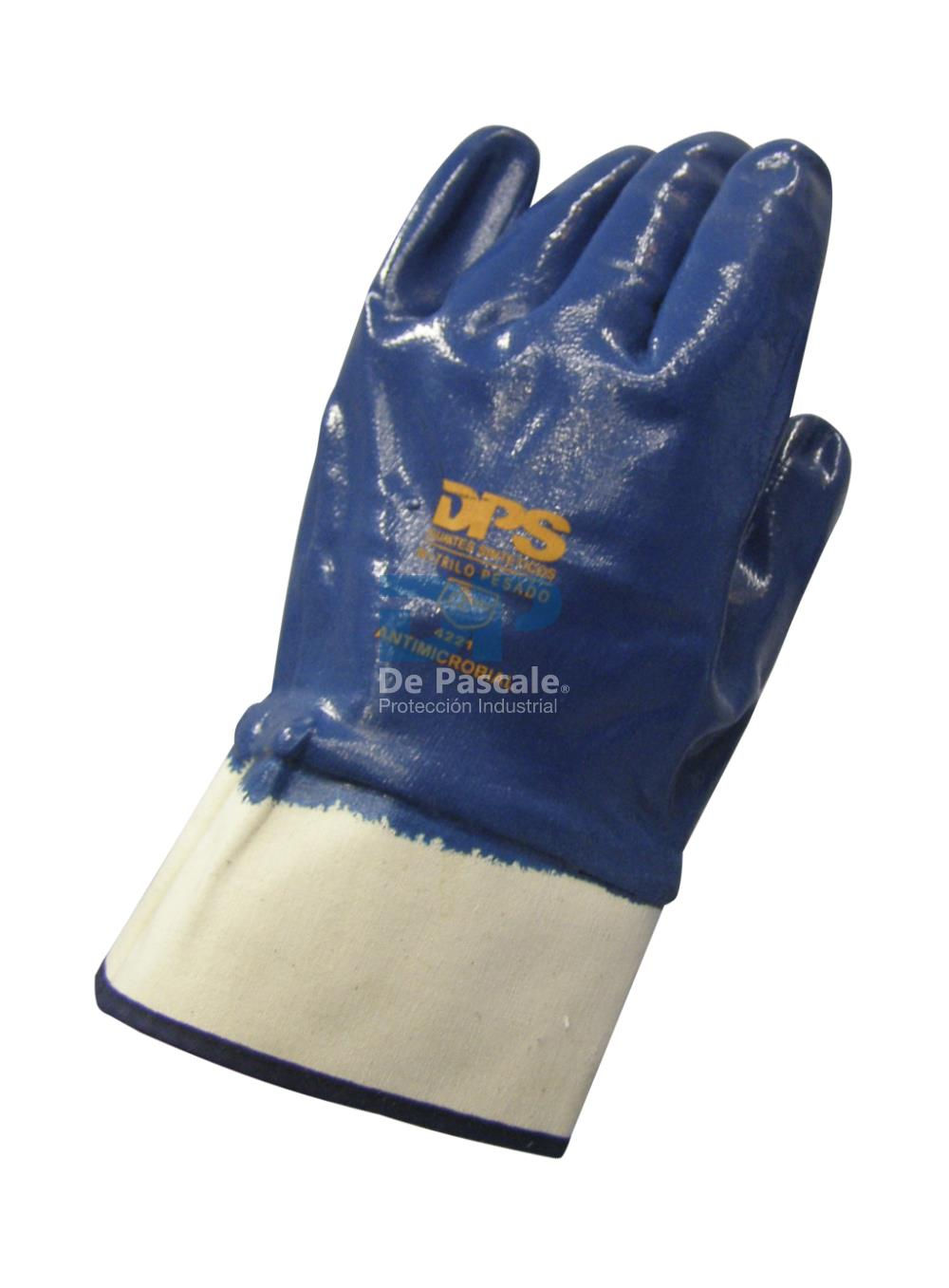 Guante Nitrilo baño completo Pesado azul puño de lona