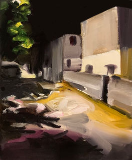 Anthony lewis Dowell artist,  Beduin street. Nightfall.. oil painting