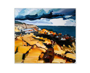 Anthony lewis Dowell artist,  Robin Hoods Bay. oil painting.