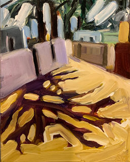 Anthony lewis Dowell artist,  Beduin street shadow. Dahab. oil painting