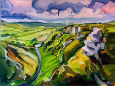 Anthony lewis Dowell artist,  Winnats Pass oil painting