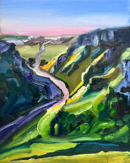 Anthony lewis Dowell artist,  Winnats Pass, oil painting, High Peak.
