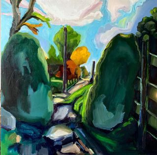 Anthony lewis Dowell artist,  Stone gates. Hope Vally. oil painting