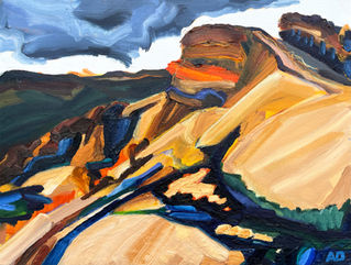 Anthony lewis Dowell artist,  Dark Tor Peak District oil painting
