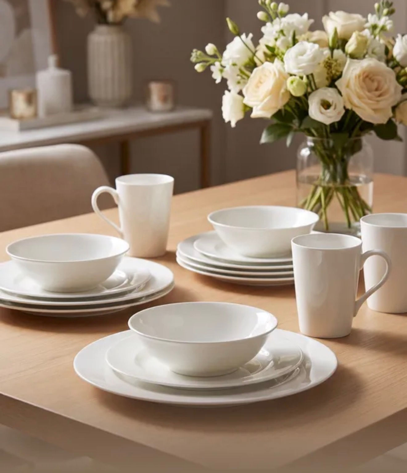 Pure Vanilla 16Pc Rimmed Dinner Set 4