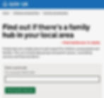 Screenshot of government family hubs postcode checker