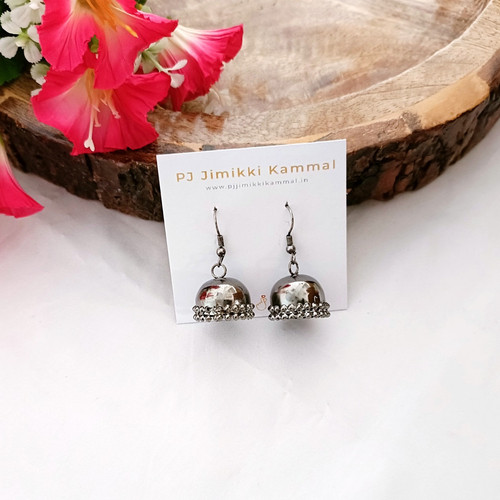 Black Colour Black Metal Jimikki Kammal Hoop Black Metal Earring