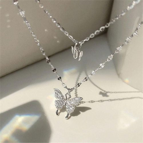 Thumbnail: Shiny butterfly layered necklace for women