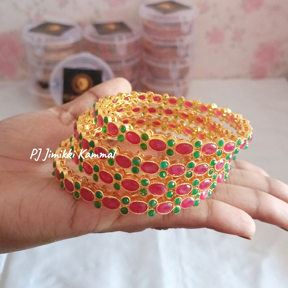 Thumbnail: Multicolor Gold Plated Classic Ruby Bangles For Women