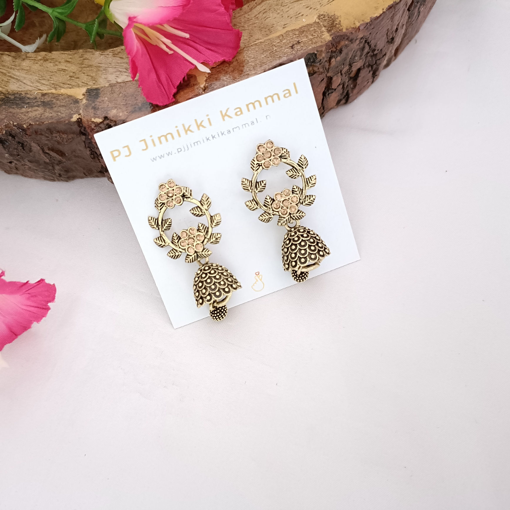 Brass Oxidised Gold Jhumka