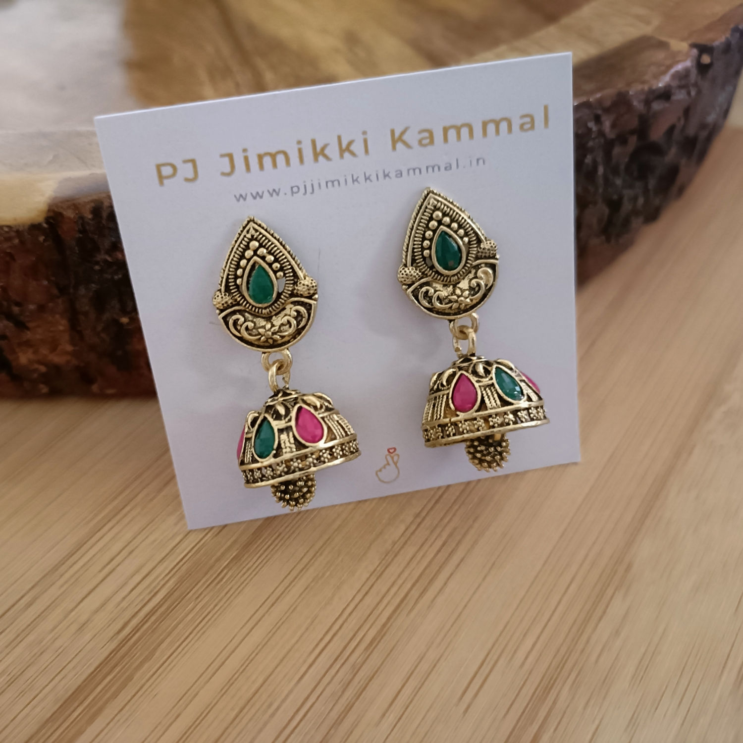 Gold Plated Oxidized Gold Jhumka Set
