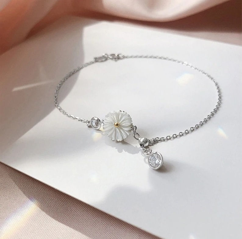 Thumbnail: Sterling silver Daisy crystal bracelet
