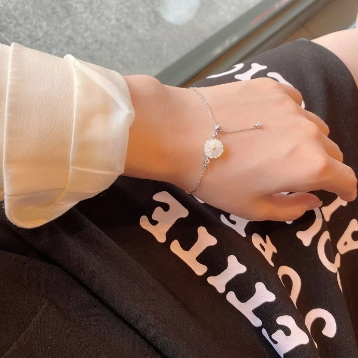 Thumbnail: Sterling silver Daisy crystal bracelet