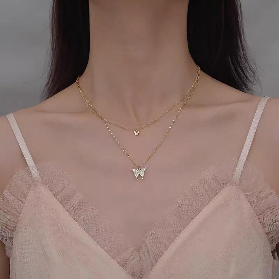 Thumbnail: Shiny butterfly layered necklace for women