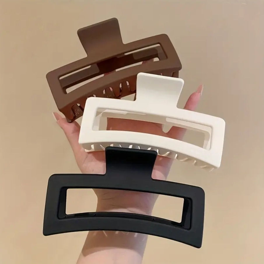 Thumbnail: Korean Solid Matte Strong Hold Barrette Hair Claw Clip