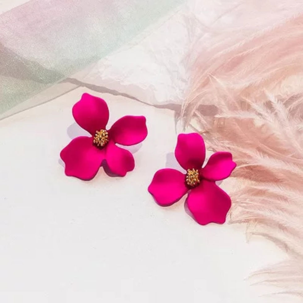 Thumbnail: Korean boho blossom flower petal stud for women