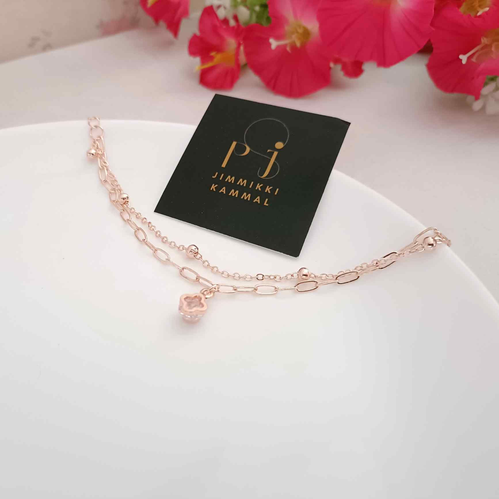 Shiny Clover Multi Layered Rose Gold Bracelet