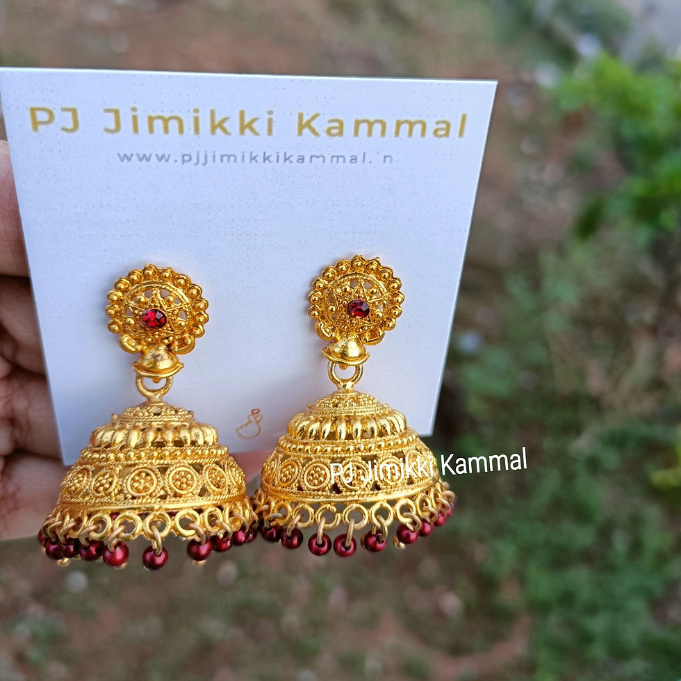 Thumbnail: Trendy Antique Gold Finish Traditional Golden Earring