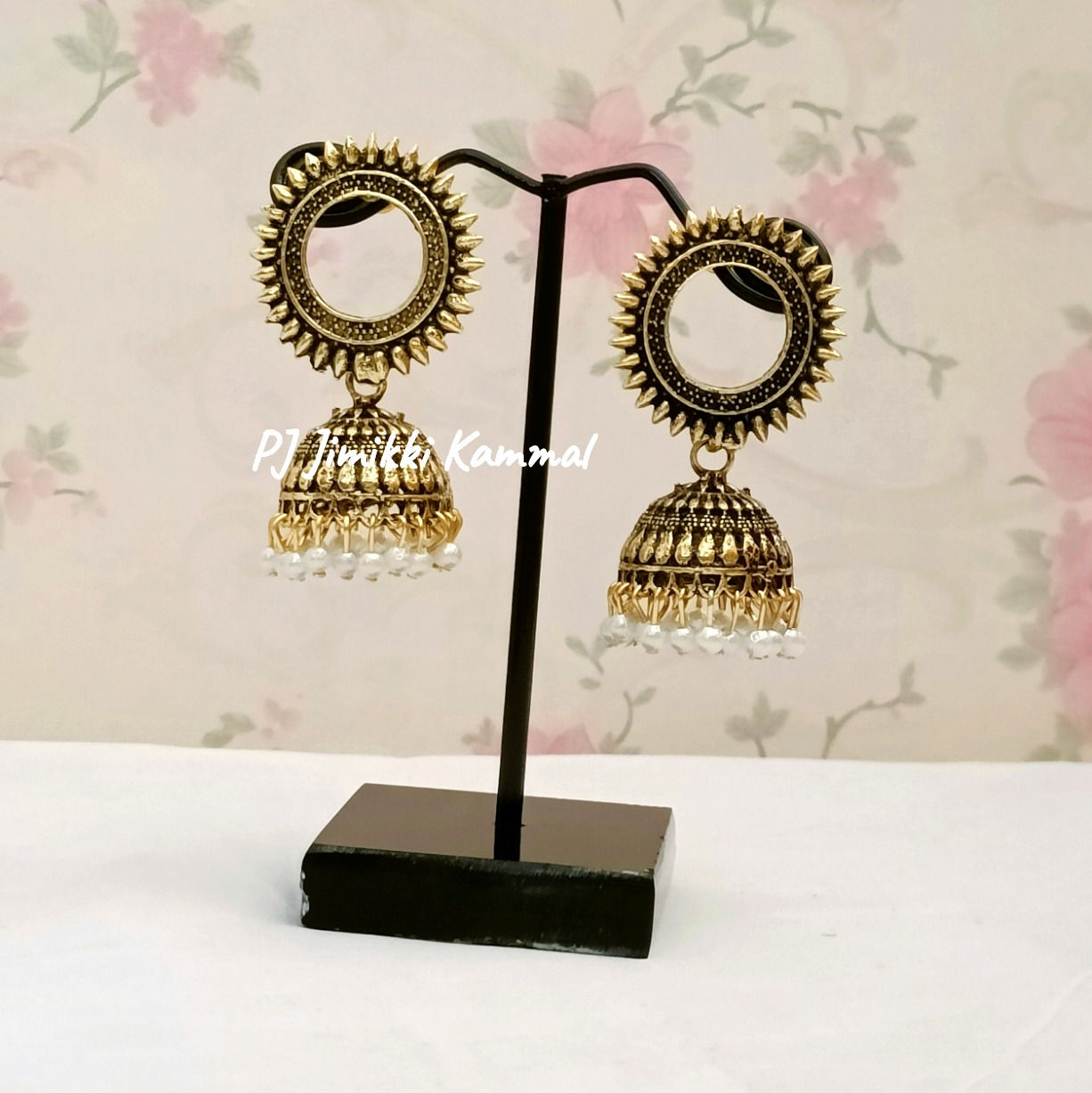 Trendy jhumki earring with white beads