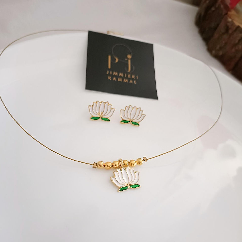 Thumbnail: Cute Lotus Invisible Mini Necklace with Earrings