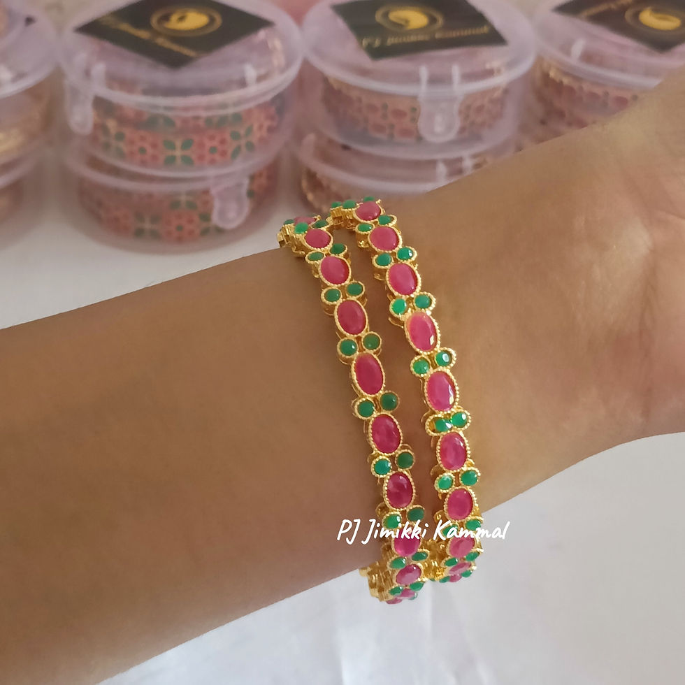 Thumbnail: Multicolor Gold Plated Classic Ruby Bangles For Women