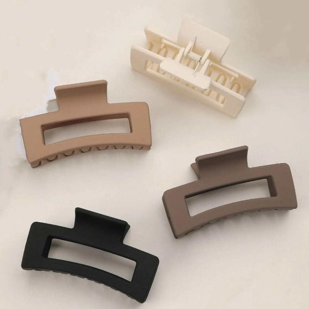 Thumbnail: Korean Solid Matte Strong Hold Barrette Hair Claw Clip