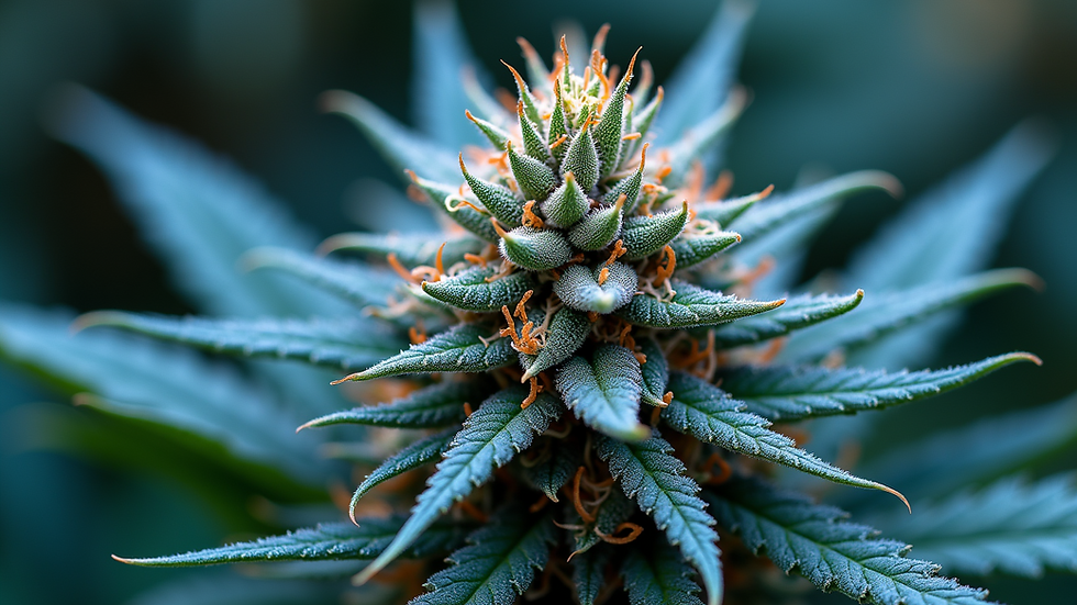 Close-up view of Blue Dream cannabis flower