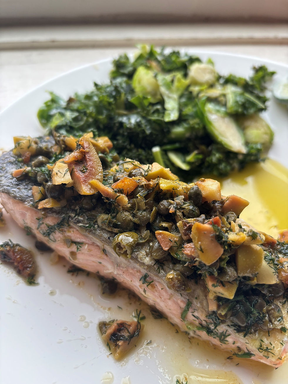 This simple salmon recipe is an exciting change-up to your weeknight meals. The bright and buttery sauce is perfect for salmon, but I also love it with halibut! Pair with parsnip puree, mixed greens, baby potatoes, the choices are endless!