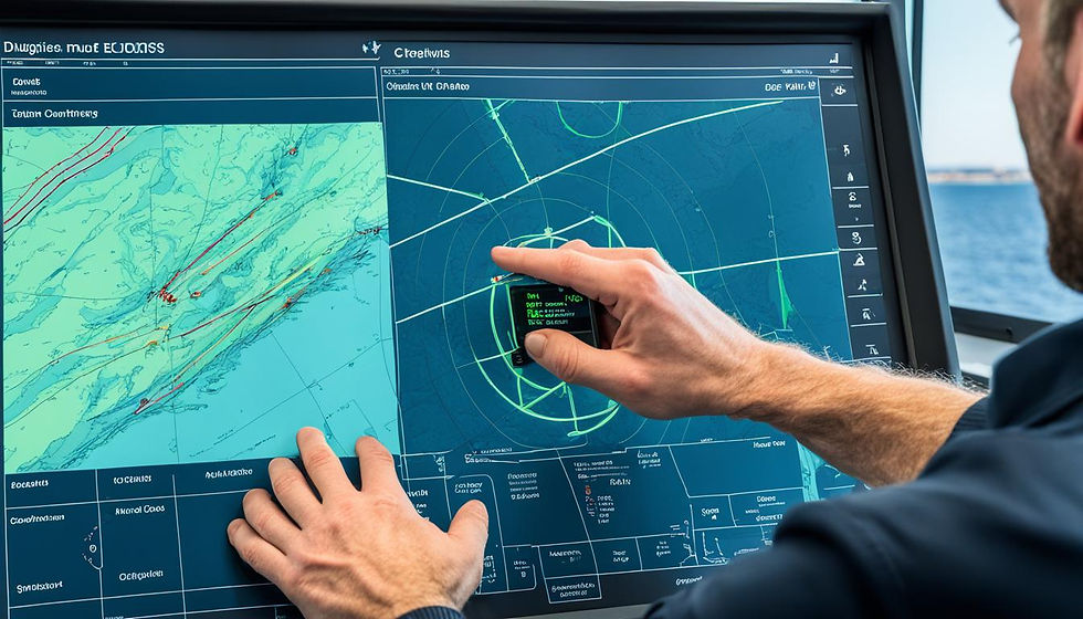 A navigator using a touch screen on an ECDIS