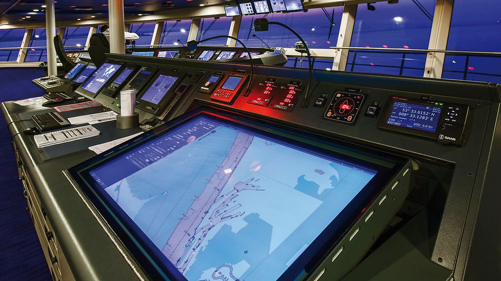 A ship's ECDIS on the bridge