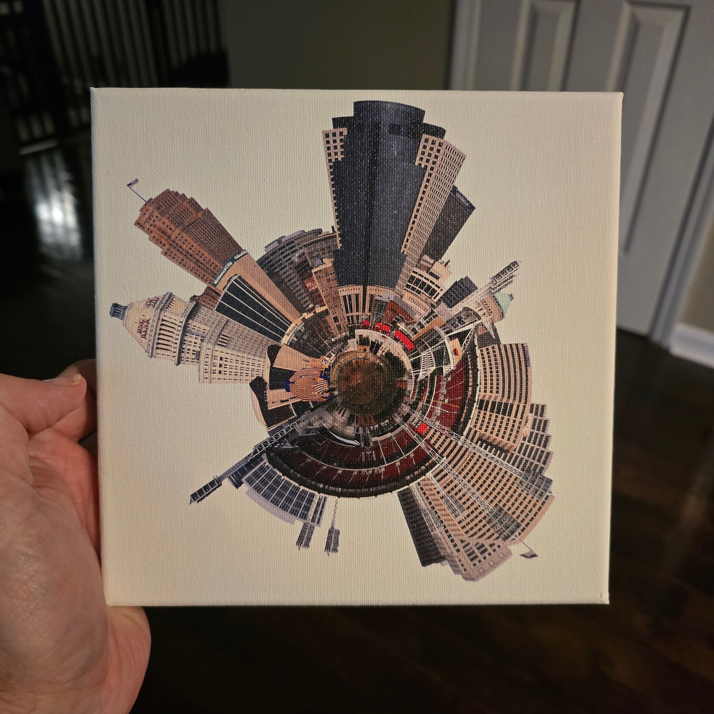 Cincinnati Skyline Round Panorama Canvas