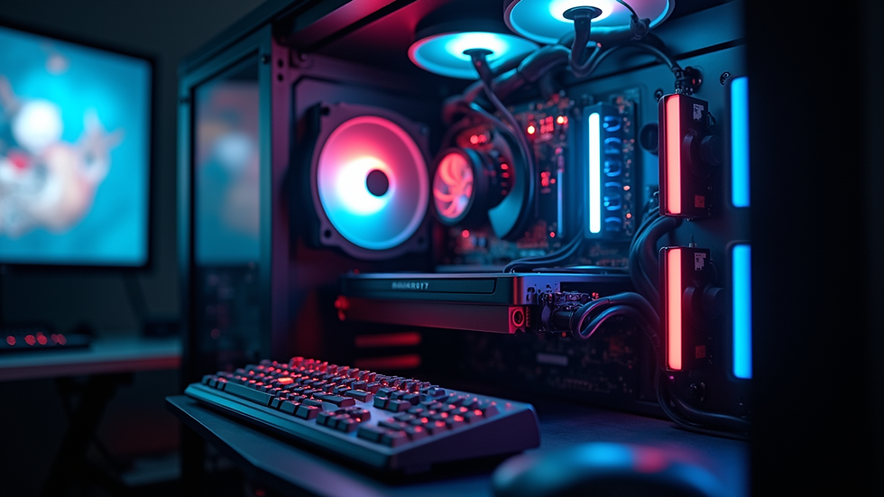 Vista lateral de componentes de PC gaming instalados en gabinete