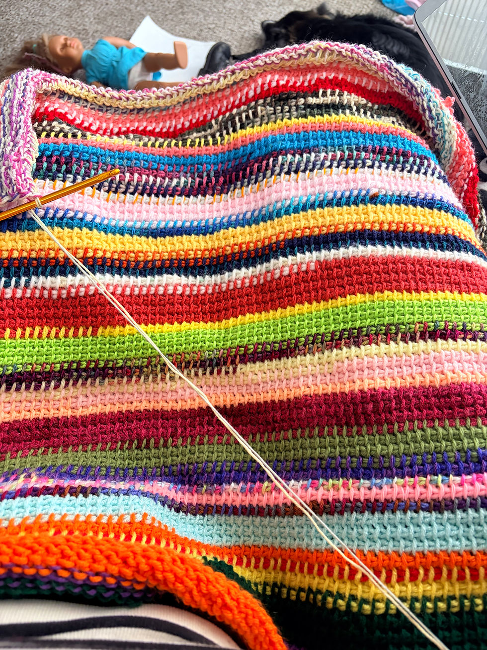 A colorful crochet blanket