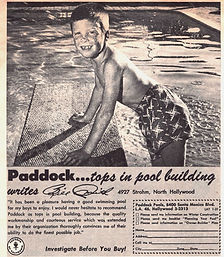 Vintage newspaper advertisement for Paddock Pool Equipment