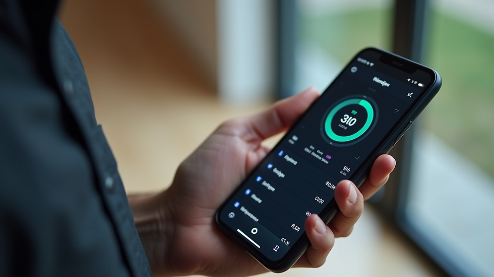 High angle view of a fitness app interface on a smartphone