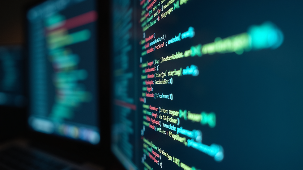 Close-up view of programming code on a screen