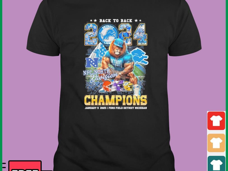 Back To Back 2024 NFC North Champions Detroit Lions Mascot Shirt
