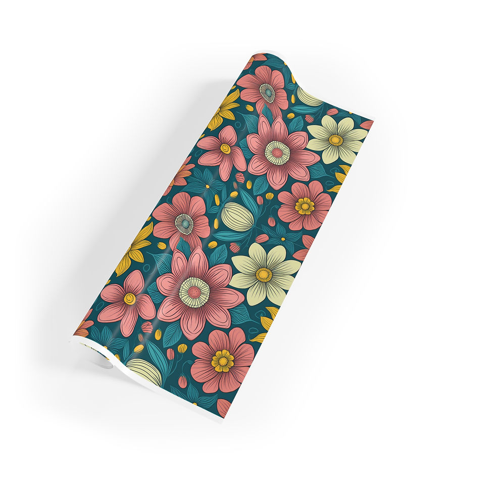 Thumbnail: Gift Wrapping Flower Pattern Paper Rolls, 1pc