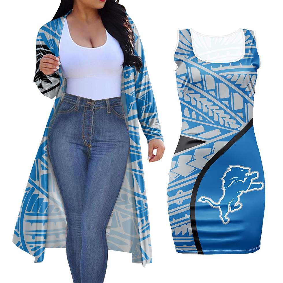 Thumbnail: Tribal Design Custom NFL Plus Size 2 Piece Women Cardigan Kimono Jacket Tight