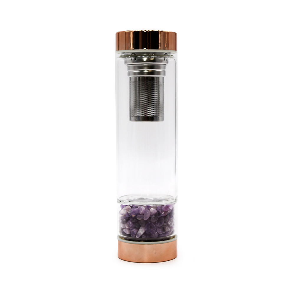 Thumbnail: Rose Gold Crystal Elixir Water Bottle With Tea Infuser 500ML