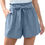Thumbnail: Ruffle Bow Waist Tie Shorts Summer Beach Pants With Pockets Womens Clothing