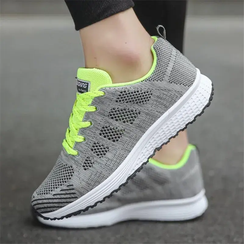 Thumbnail: Women Casual Shoes Breathable Mesh Vulcanized Shoes Woman White Sneakers